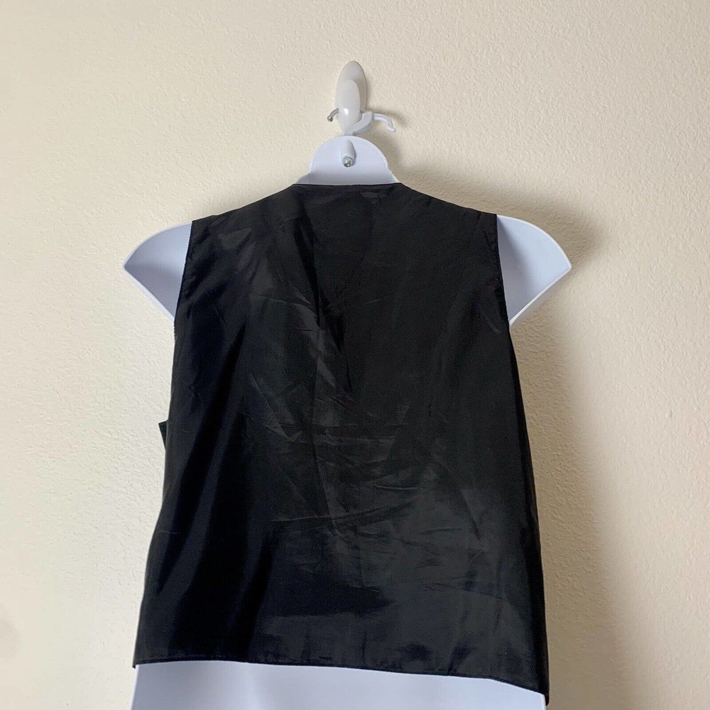 SANTA FE Womens Leather Suede Vest L Fringe Bohemian Black Button Up Sleeveless - Picture 6 of 9